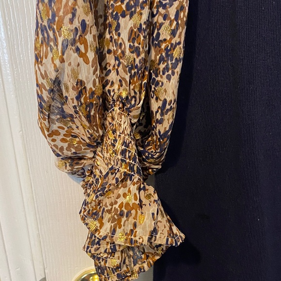 MSK Navy Dress with Patterned Sleeves - Picture 3 of 5